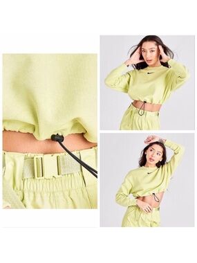 Nike Cropped Crew Sweatshirt in Lime green with Black Swoosh. MINT condition!